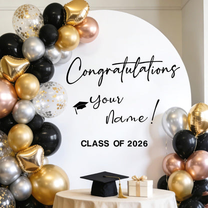 Custom Name Class of 2026 Sign for Backdrop 2026 Graduation Decorations Decals for Balloon Arch DIY Grad Party Decoration Vinyl Lettering Banner for High School University Graduates Party Favors