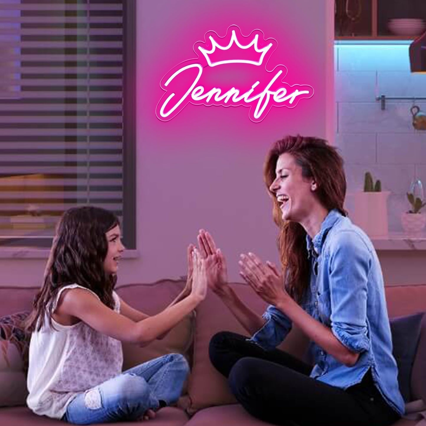ATTNEON Jennifer Name Neon Sign,LED Jennifer Name Neon Light for Kids Bedroom,Birthday Party Jennifer Decoration,Neon Sign Customizable for Girl,Birthday Name Deocr,Size 16.1 * 10 inch(JTD046)