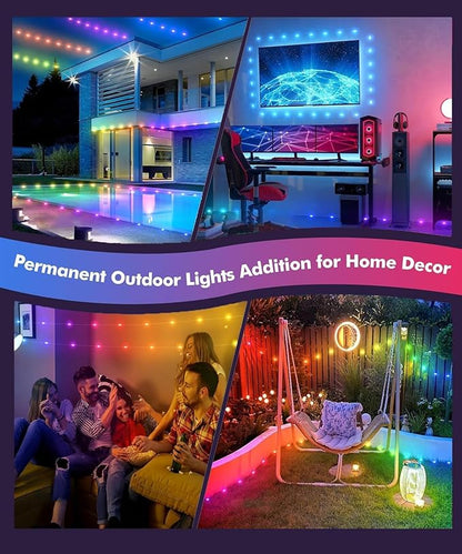 Permanent Outdoor Lights for House, 50ft Smart RGB LED Lights Outside with 16 Million DIY Colors, IP67 Waterproof Eternity Eaves Lighting for Christmas Halloween Holiday Daily Decorations