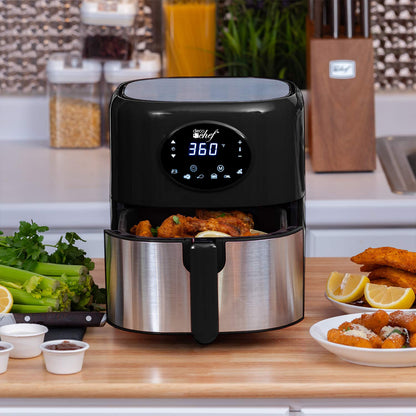 Deco Chef 5.8QT (19.3 Cup) Digital Electric Air Fryer with Accessories and Cookbook- Air Frying, Roasting, Baking, Crisping, and Reheating for Healthier and Faster Cooking (Black)
