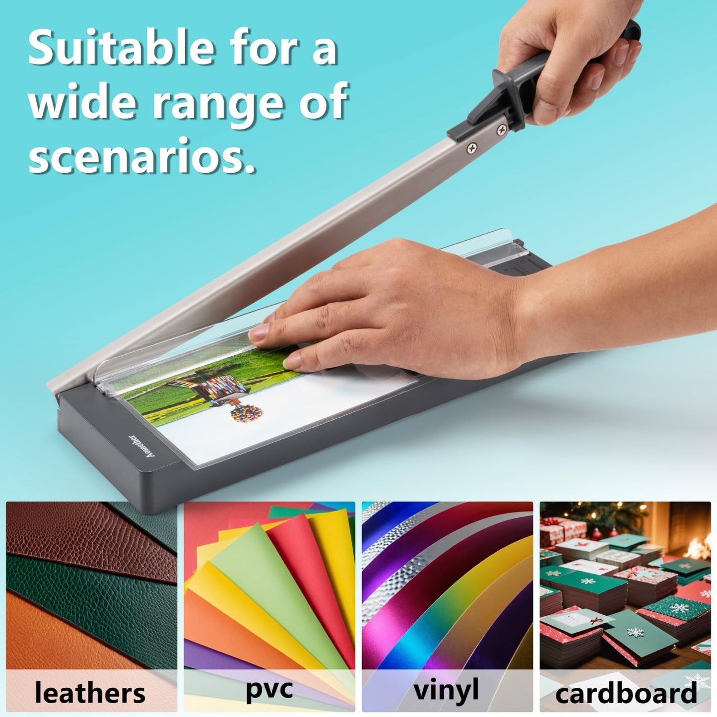 12" Guillotine Paper Cutter,Accurate Paper Trimmer Cutting with Safety Guard & Blade Lock, 8 Sheet Capacity, Portable Heavy Duty Paper Cutter for Cardstock,Label,Vinyl & Photos