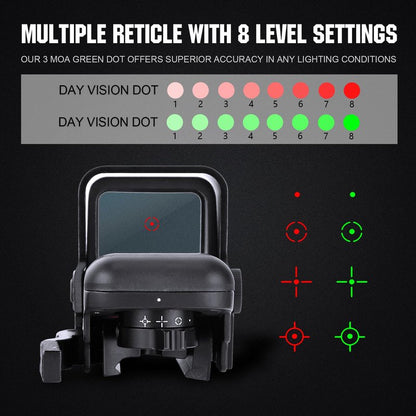 ohhunt Multiple Reticle Red Green Dot Sight Quick Detach Mount for Picatinny 1X22X33mm Wide Objective Diameters Optics