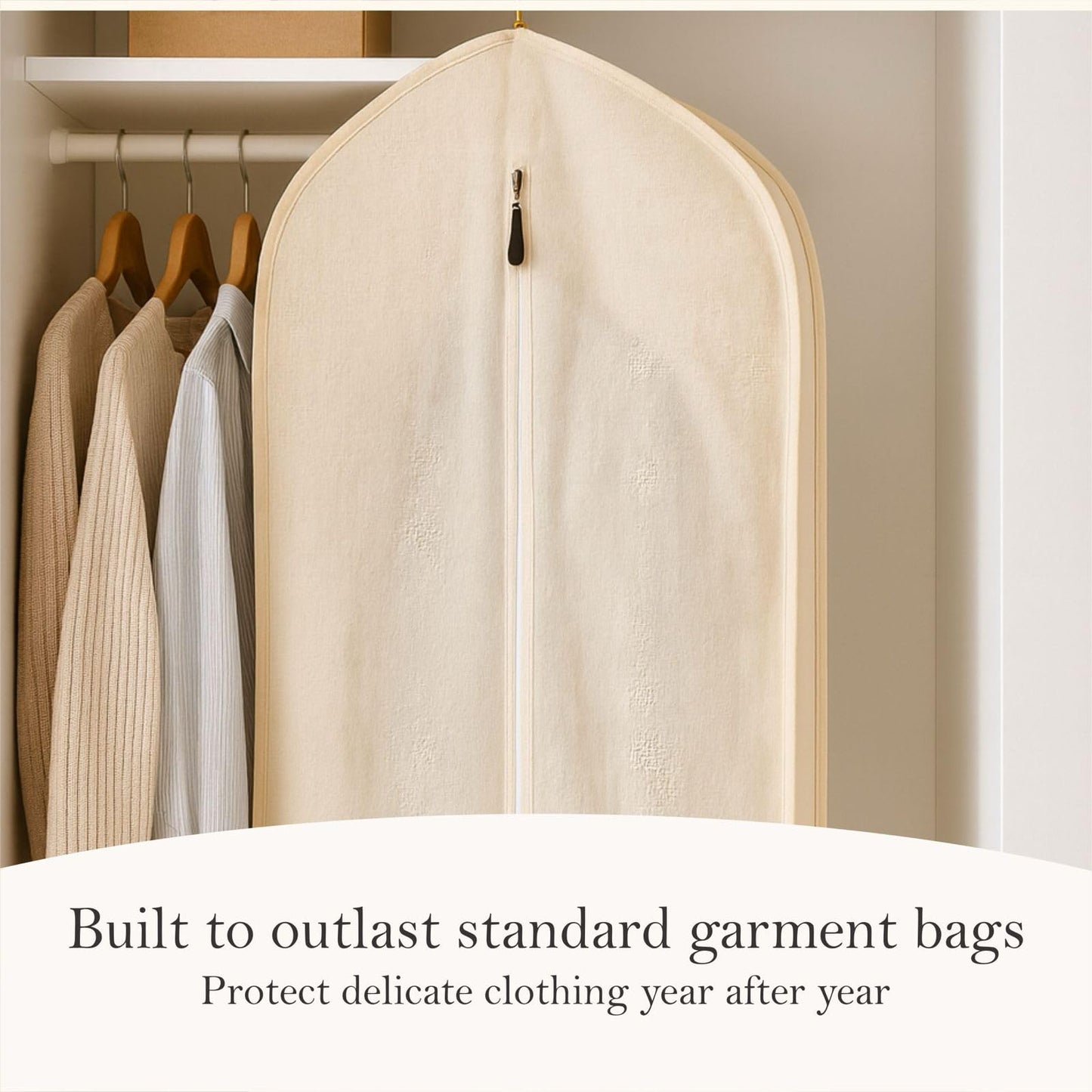 100% Cotton Garment Bag | Long | Breathable Garment Bags for Hanging Clothes | Garment Storage Bag for Long Dresses & Coats Storage | Pack of 1 (62 Inch)