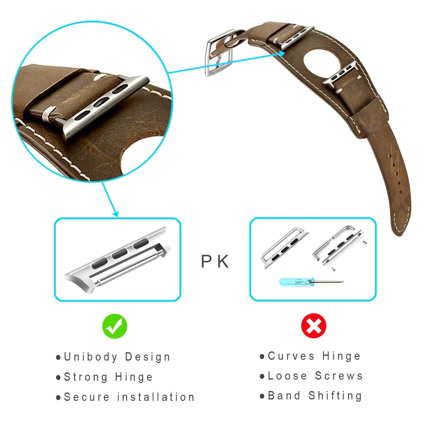 CooBES Compatible with Apple Watch Band 49/46/45/44mm/42mm(Series 3 2 1),Genuine Leather Bracelet Wristband Crazy Horse Cuff Strap Compatible iWatch Ultra/Ultra2 Series 10/9/8/7/6/5/4/3/2/1(Coffe)