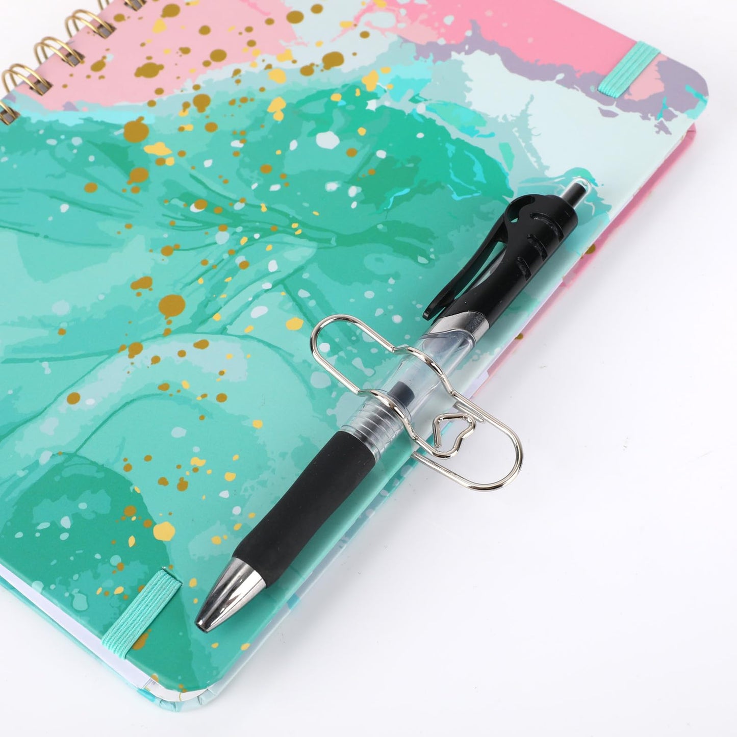 Fukaisu 30pcs Metal Pen Clips for Notebooks, 2 Styles Colorful Paperclip Pen Loop Holders Study Stationery Accessories for Book Journals Planners Office & School Supplies
