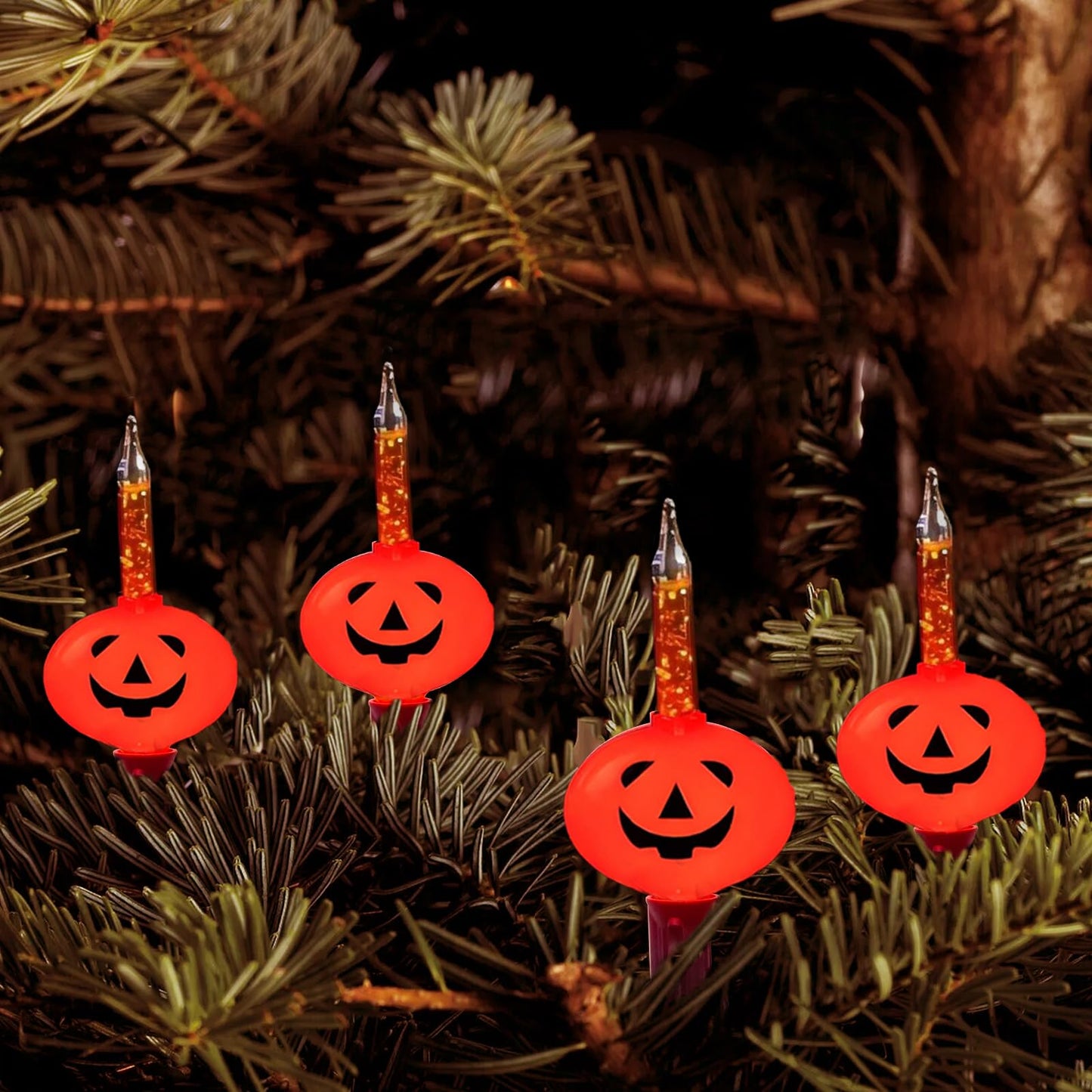 GOOTHY Halloween Pumpkin Bubble Lights, 11Ft Outdoor Halloween Decorations String Light with 8 Jack O' Lantern Pumpkin Bubble Lights for Outdoor Christmas Tree Party