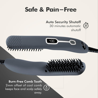 Aberlite EDC - Men's Professional Heated Beard Straightening Brush and Grooming Tool (for 0.5 inch plus Beards) (Black)
