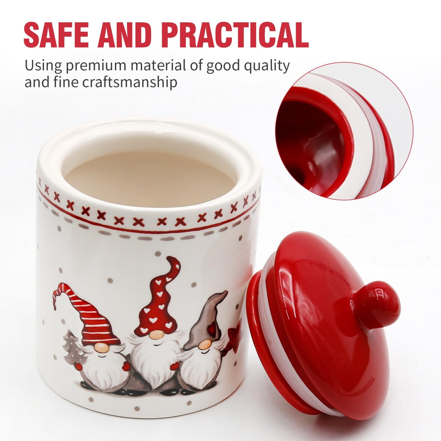 Hoypeyfiy Christmas Cookie Jars Ceramic Christmas Candy Jar with Lid, Food Canister Candy Storage For Holiday Christmas Decoration Kitchen Countertop Christmas Party Favor