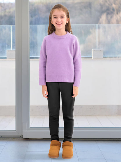 Resinta 1 Pair Girls Winter Warm Cotton Fleece Lined Leggings Thick Thermal Tights Pants Soft Basic Full Length Pants