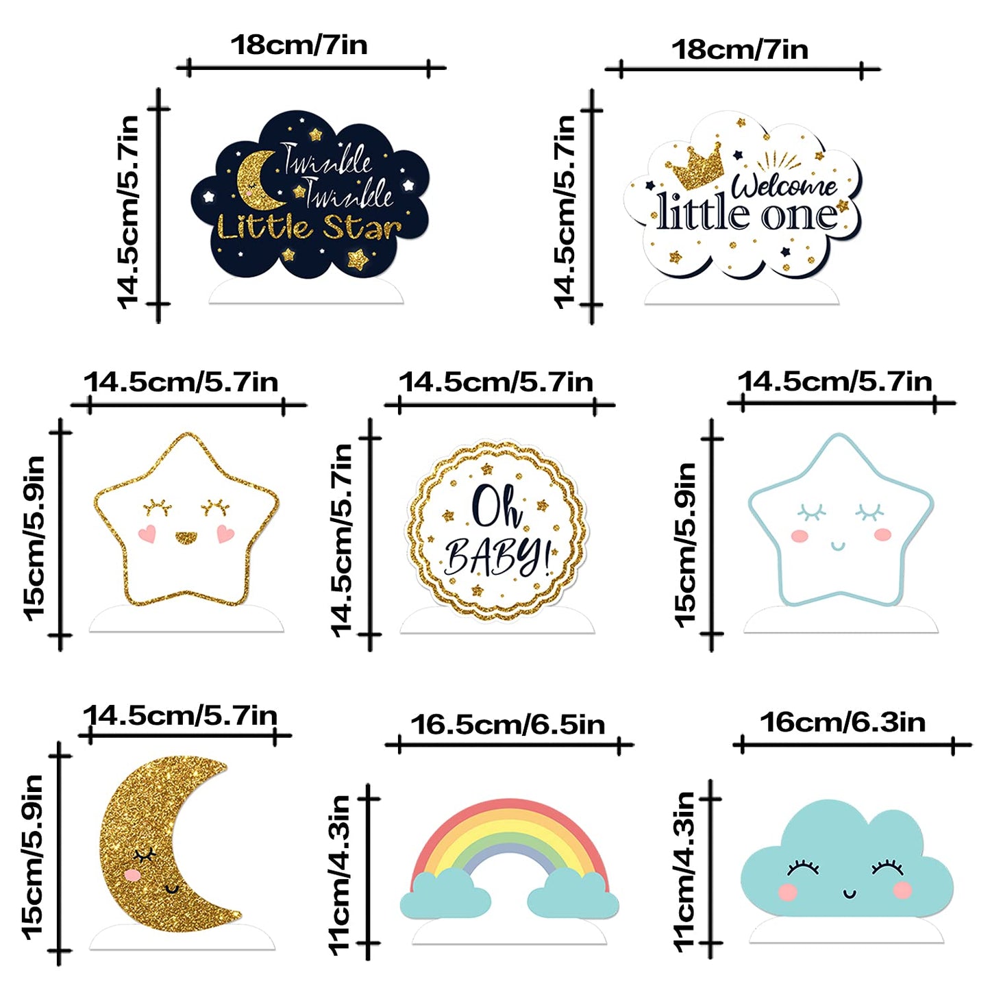 LINGTEER Twinkle Twinkle Little Star Table Honeycomb Stand Centerpieces - Cheers to Baby Shower First Birthday Welcome Little One Party Table Decorations Sign - Boy.