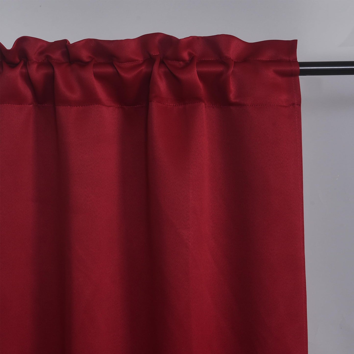 Aquazolax Christmas Red Window Valance Curtains 2 Pack - 52x14 Inch Rustic Rod Pocket Short Curtain Valances for Small Windows, Burgundy Red