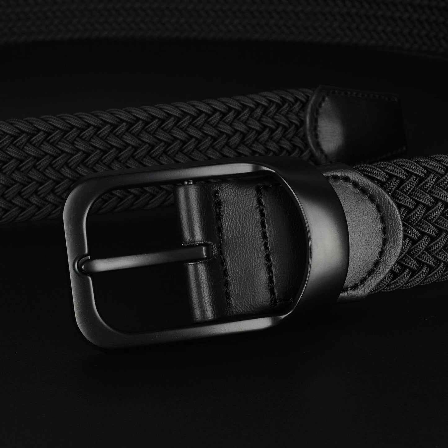 Drizzte Plus Size Mens Belt 67'' Casual Elastic Black Braided Stretchy Fabric Web Belts