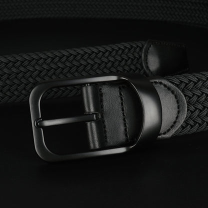 Drizzte Plus Size Mens Belt 67'' Casual Elastic Black Braided Stretchy Fabric Web Belts