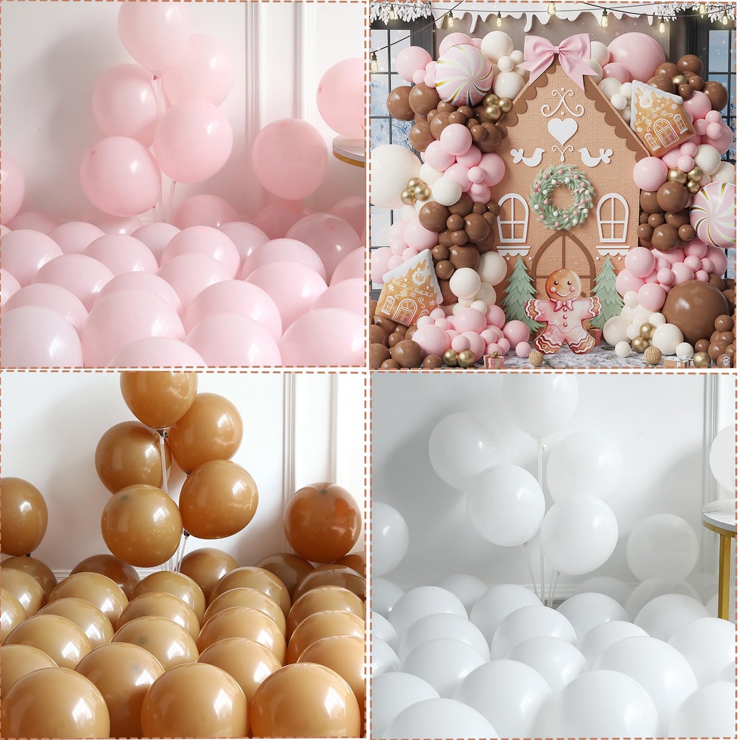 Gingerbread Balloon Arch Kit 147pcs Pink Brown Christmas Balloon Garland with Candy and Gingerbread House Mylar Balloon for Christmas Gingerbread House Candy Holiday Birthday Party Decorations