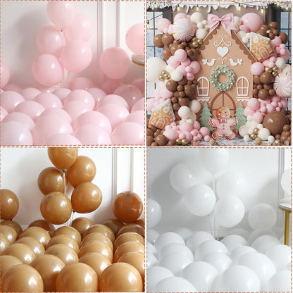 Gingerbread Balloon Arch Kit 147pcs Pink Brown Christmas Balloon Garland with Candy and Gingerbread House Mylar Balloon for Christmas Gingerbread House Candy Holiday Birthday Party Decorations
