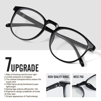 logclub 2 Pack Blue Light Glasses For Woman/Men Blue Light Blocking Glasses, Retro Round Anti Eyestrain Computer Glasses