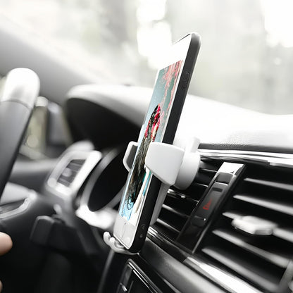 Universal Cell Phone Car Holder, Air Vent Mount Mobile Stand Support for Smartphone, Automobile Hands-Free Cradle Stand, White