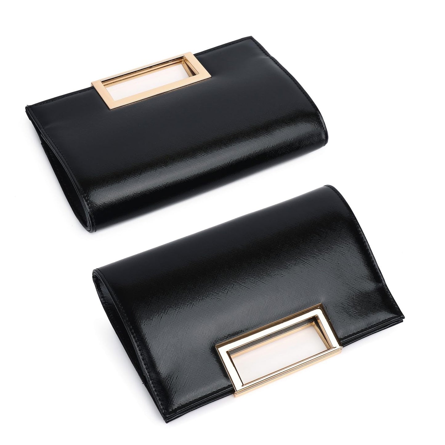 Gurina Evening Clutch Purses for Women Formal Party Clutch Bags Cocktail Prom Fashion PU Leather Shoulder Handbags (BO62 Black)