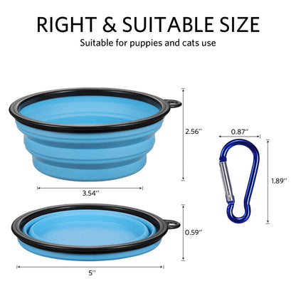 ME.FAN Collapsible Dog Bowl for Travel (12oz), 6 Pack Portable Pet Bowl with Carabiners, Foldable, Expandable