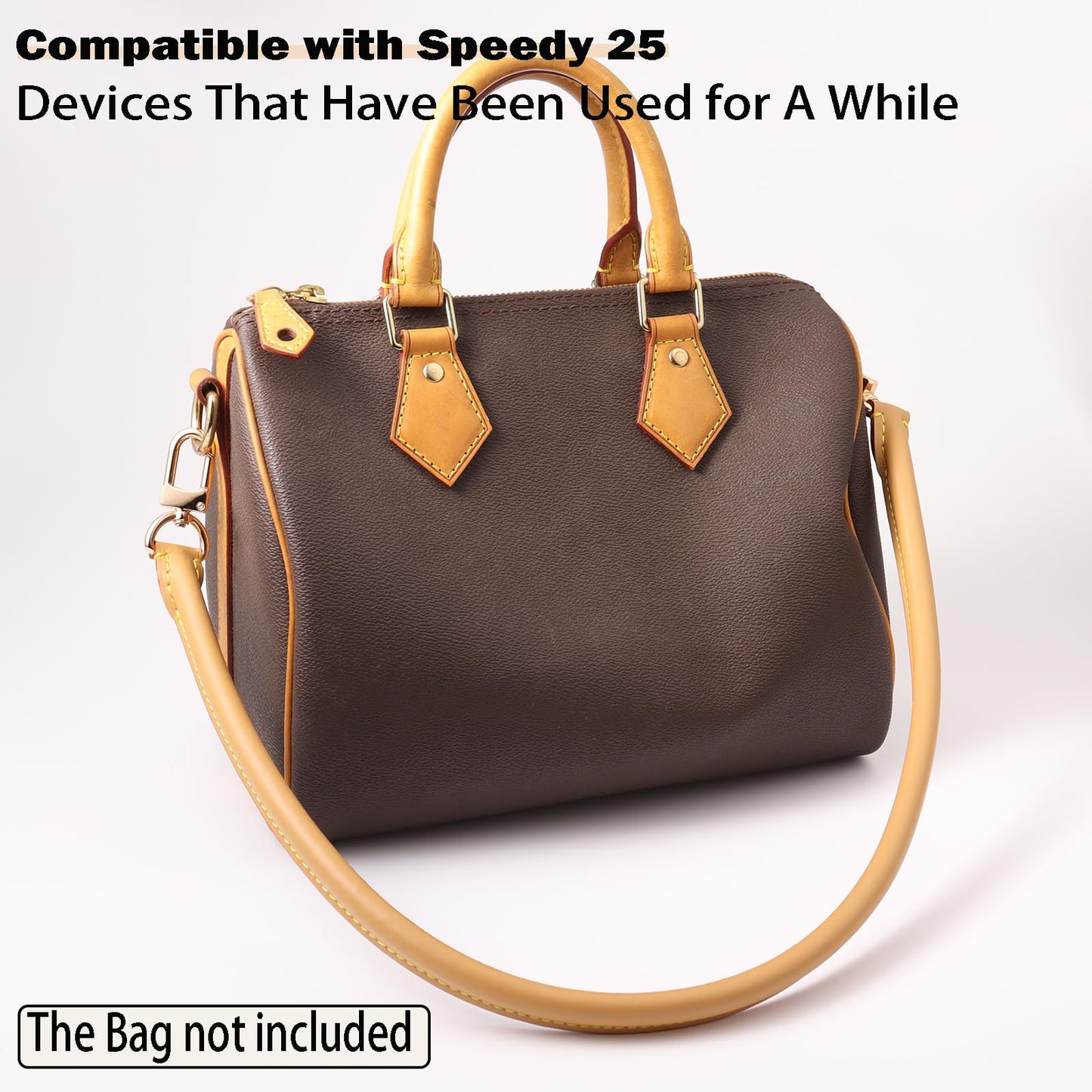 Genuine Vachetta Leather Short Shoulder Strap Compatible with Speedy 25 30 & Soft Speedy 30, Handmade Replacement Armpit Bag Strap with Precision Stitching Beeswax/Apricot (Length:27.5in-Beeswax)