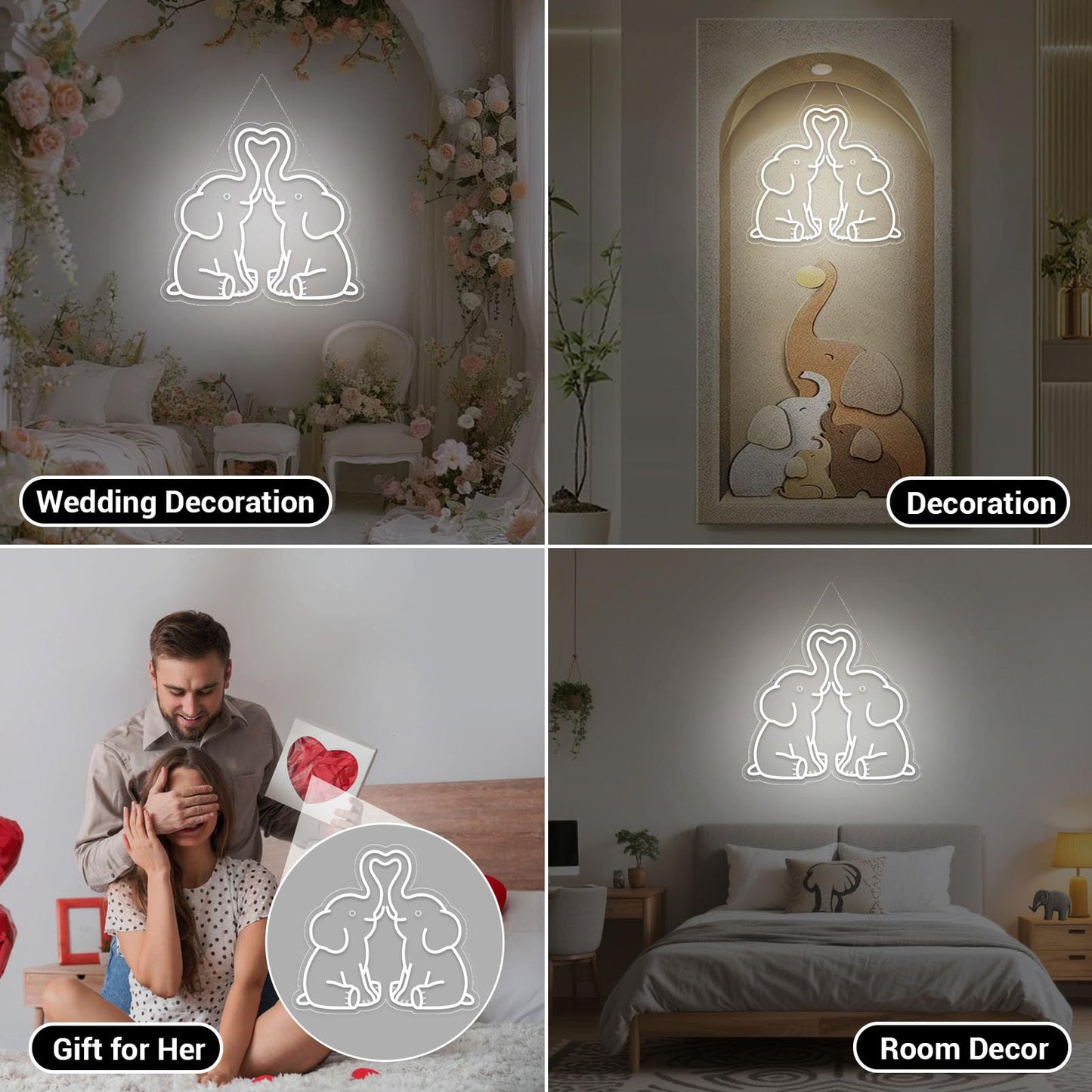 LMHSE Elephant Neon Signs, Dimmable LED Sign Living Room Decor, Party, Bedroom, Wedding Decor, Birthday Gifts for Women, Christmas (Elephant)