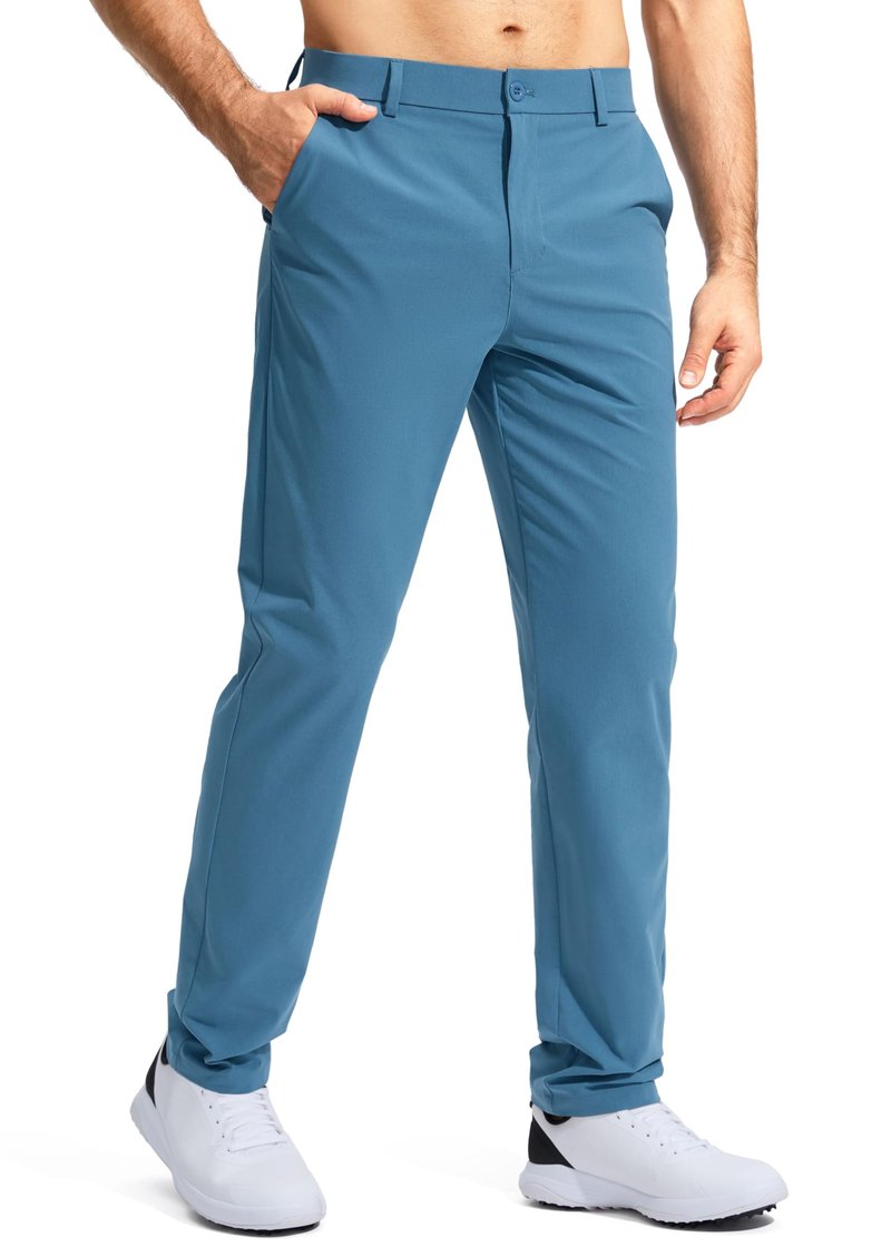 Pudolla Men's Golf Pants Mens Dress Pants Stretch Work Pants 34 Lightweight Quick Dry Slacks Casual Trousers with Pockets(Stone Slab Blue 38Wx34L)