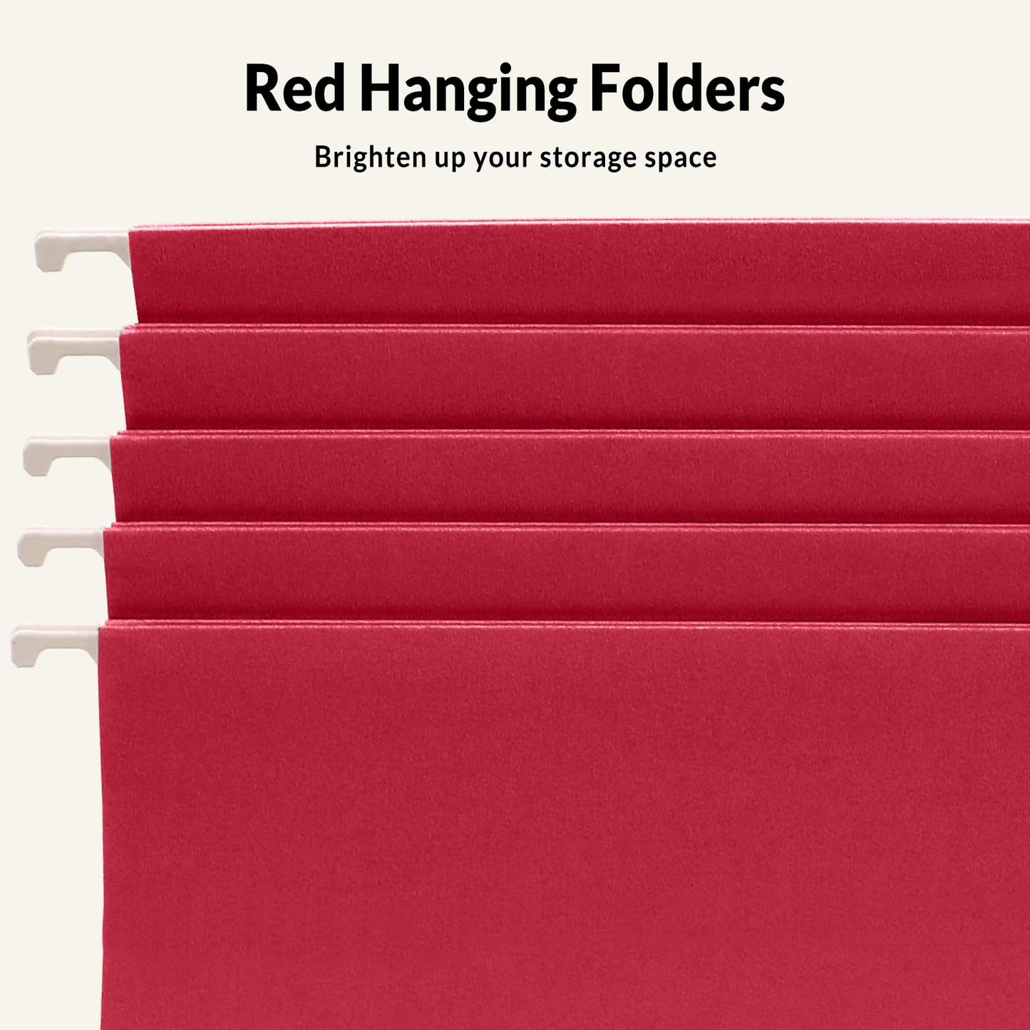 SUNEE Hanging File Folders, 25 Pack Letter Size Hanging File Folders with 1/5-Cut Tabs, Ideal for Home and Office Organization and Papers Classification,Red