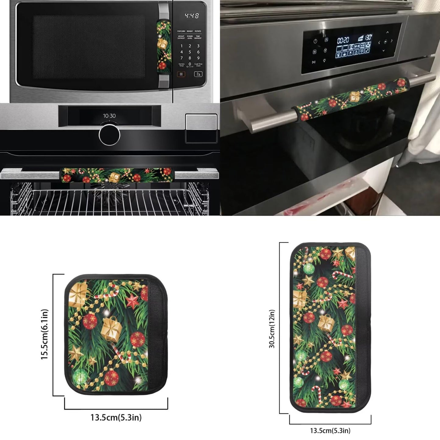 Yatixapu 6PCS Refrigerator Door Handle Covers Christmas Tree Kitchen Appliance Protective Gloves Anti-Slip Decor for Microwave Ovens Dishwashers Keep Kitchen Appliance Clean Keep Off Smudges Oil Stain