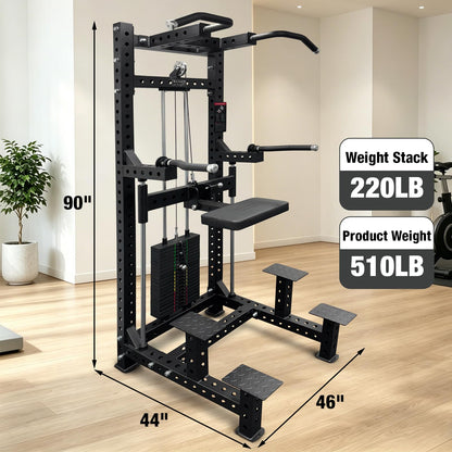 Commercial Dip & Chin Assist Machine with 220LBS Counterweight, Pull Up Assist Station Upper Body Workout Equipment with Adjustable Handles, Multi-Grip Chin Up Bar for Home Gym or Rehabilitation