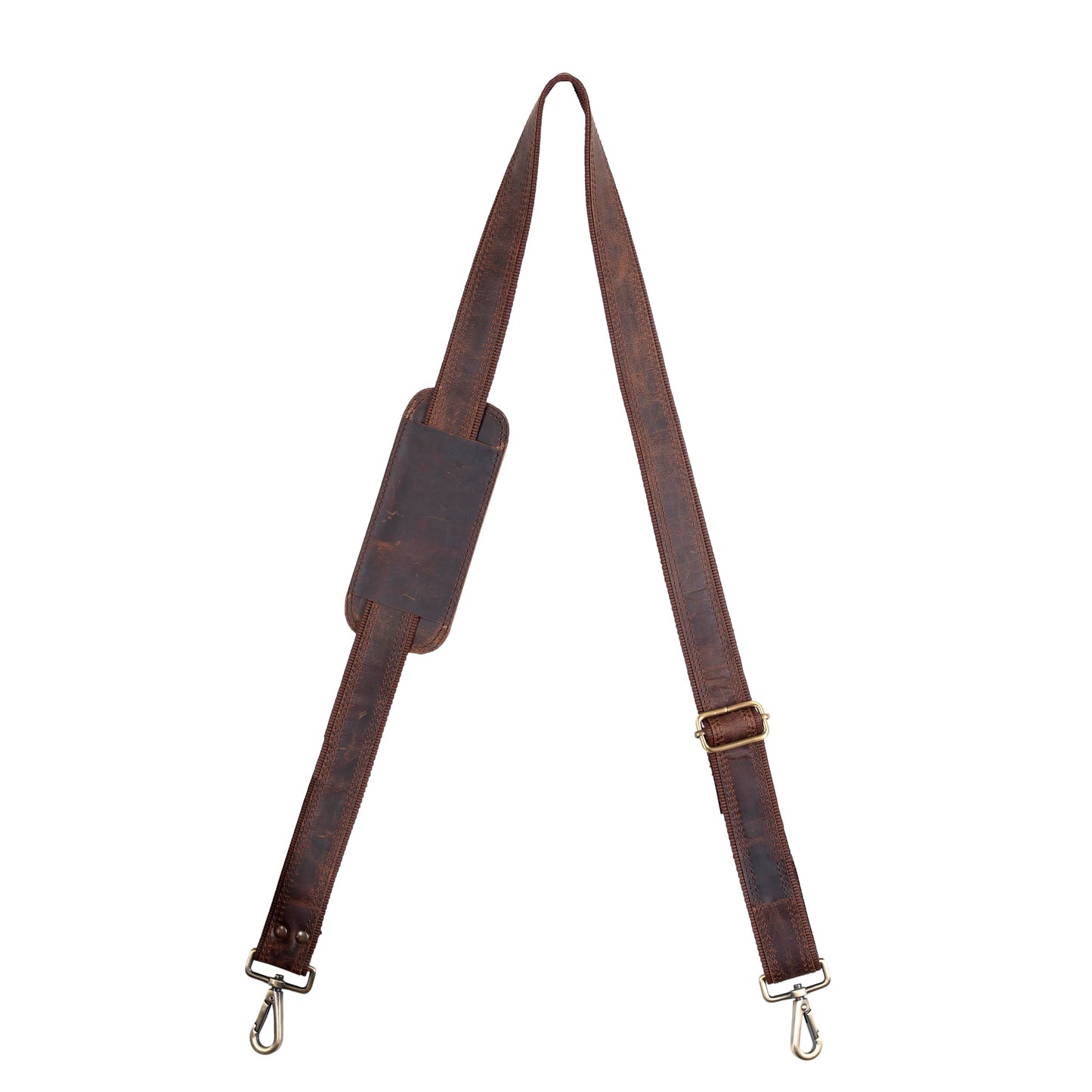 Hell Blues Bag Strap Replacement - Genuine Leather double layered with Brass Swivels Adjustable Shoulder Strap for Messenger, Laptop, Camera, Travel Bags (Cinnamon Rustic Brown)
