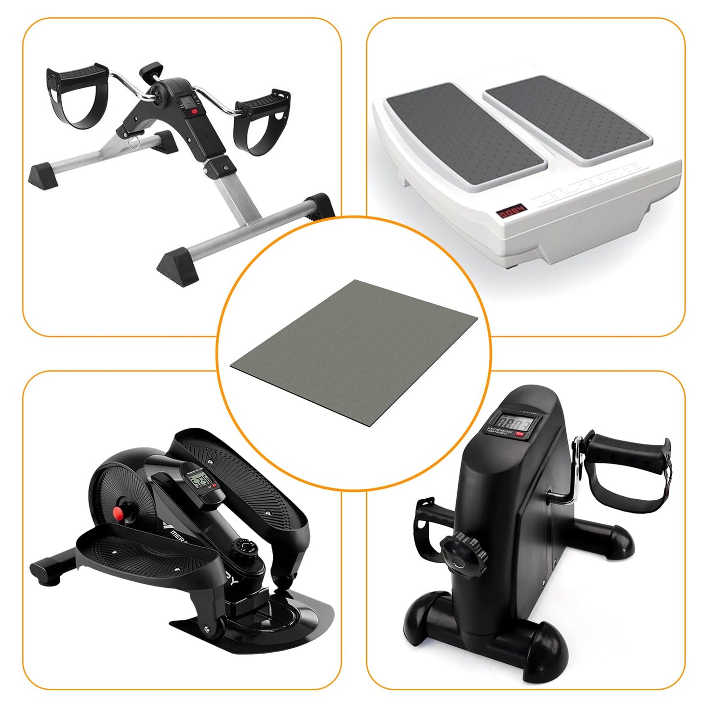 Wiojtry Double Non-Slip Workout Mat for Ellipse Leg Exerciser, Ellipse Machine Mat, Exercise Mat for Under Desk Ellipticals, Suitable for Electric Seated Foot Pedal Exerciser