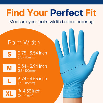 Supmedic Medical Nitrile Exam Gloves, Latex-Free, Powder-Free, Food Safe, Cooking Food Prep, Disposable Gloves, Blue, 100 Pcs (Medium)