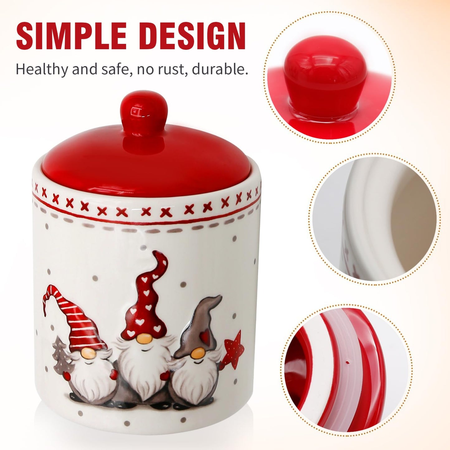 Hoypeyfiy Christmas Cookie Jars Ceramic Christmas Candy Jar with Lid, Food Canister Candy Storage For Holiday Christmas Decoration Kitchen Countertop Christmas Party Favor