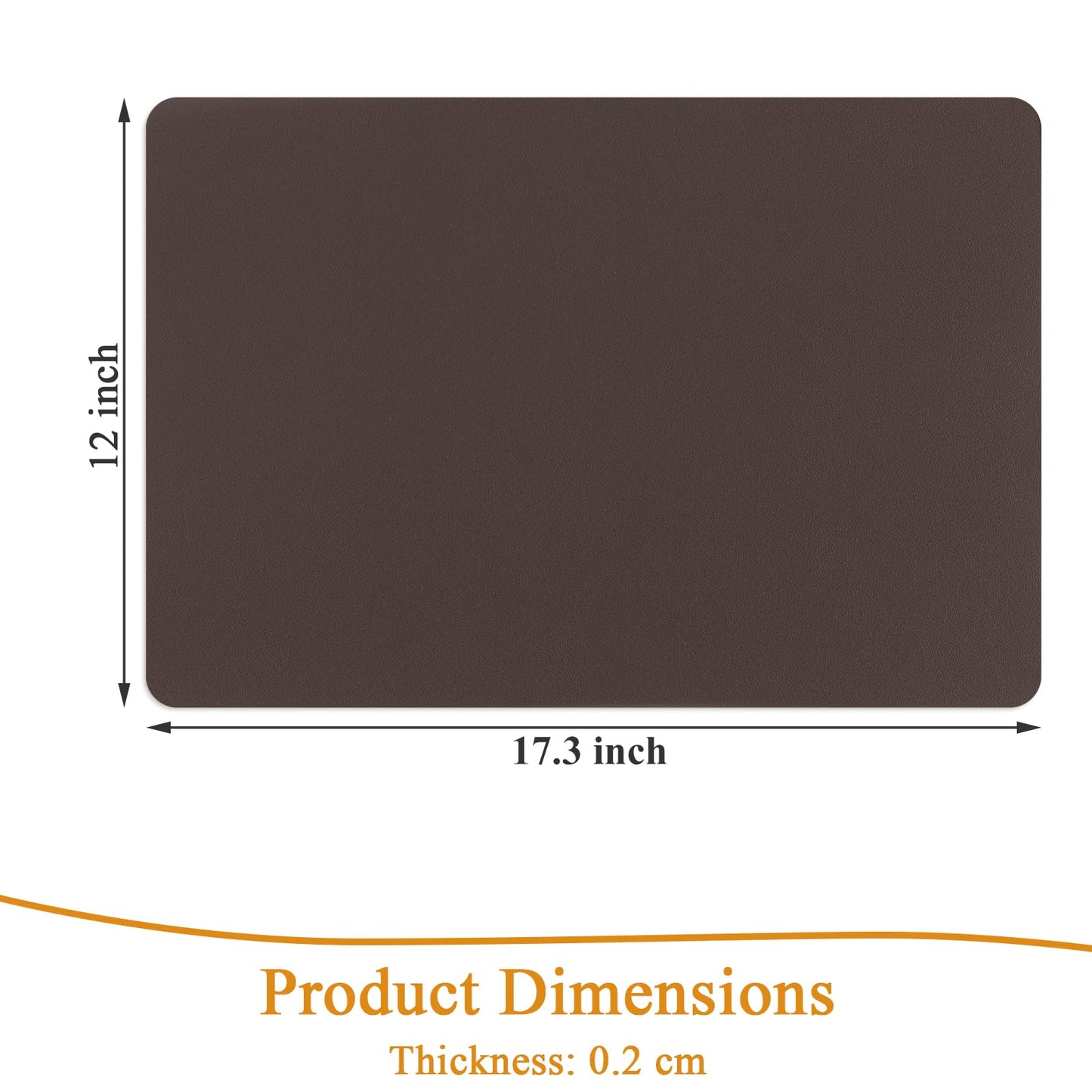 SHACOS Placemats Set of 6 Faux Leather Waterproof Leakproof Wipeable PU Non-Slip Vinyl Place Mats Heat Resistant Table Mats for Kitchen Dining Table Indoor Outdoor, Chocolate Brown