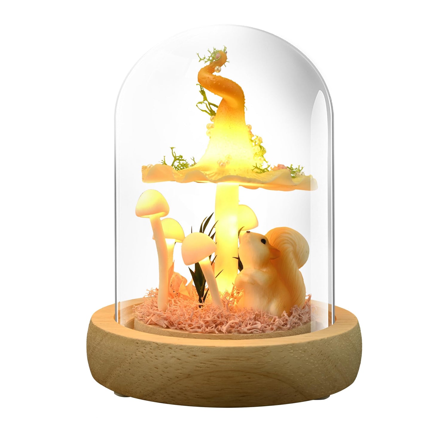 QUELIEN Mushroom Lamp in Glass Dome,Mushroom Gifts for Women - Warm LED Night Light for Bedroom Decor,Birthday Party Decorations,Ideal Birthday Gift Valentines Gift
