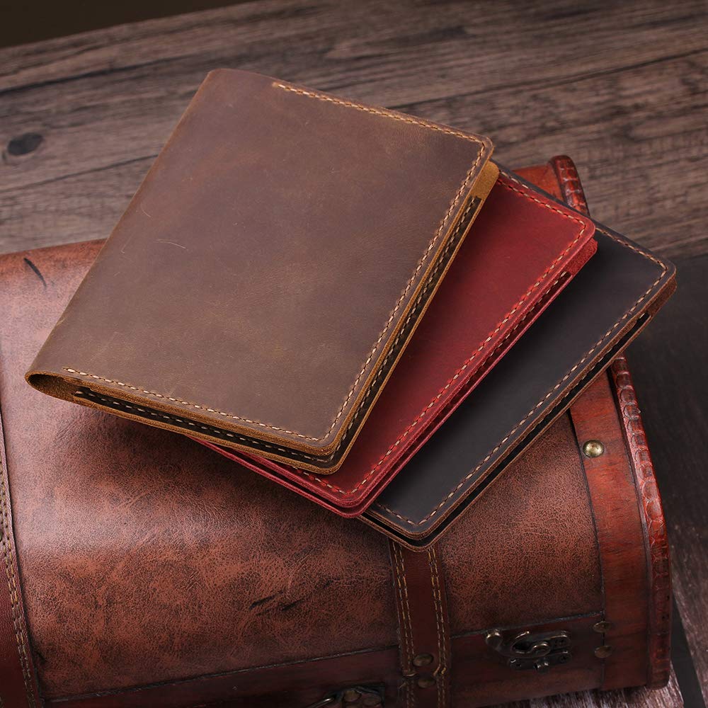Fasjosma Leather Cover Compatible with Rite in the Rain & Rocketbook Mini Notebooks, Top Bound Spiral Notebook Cover, Leather Cover for 4'' x 6'' Pocket Notepad With Pen Holder - Brown