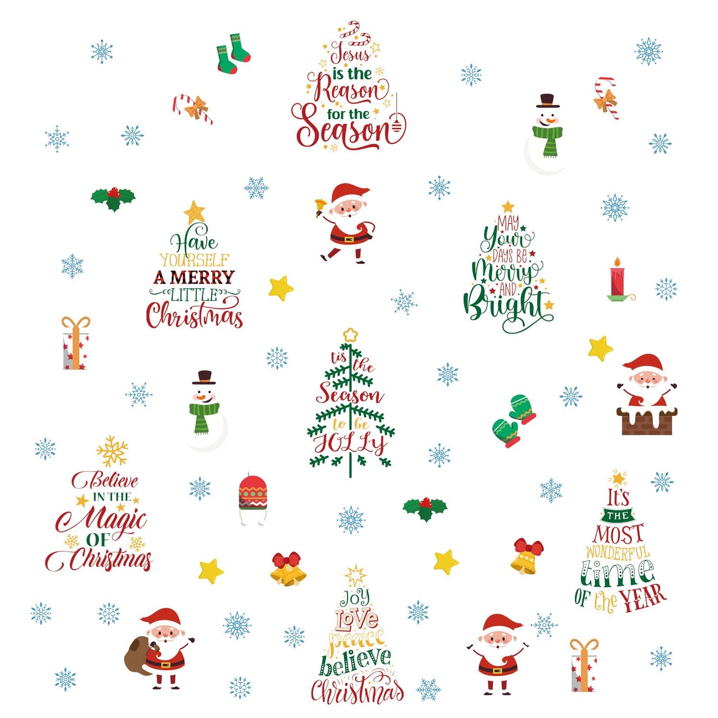 TOARTI Religious Merry Christmas Quotes Window Clings Have Yourself A Merry Little Christmas Inspirational Stickers Colorful Xmas Words Decals Winter Holiday Party Supplies Xmas Tree Window Stickers