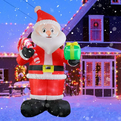 MUMTOP 10FT Tall Christmas Inflatables Outdoor Decorations, Giant Inflatables Santa Claus with Candy Cane Blow up Yard Decoration Built-in LED Lights for Outdoor Party Holiday Decor