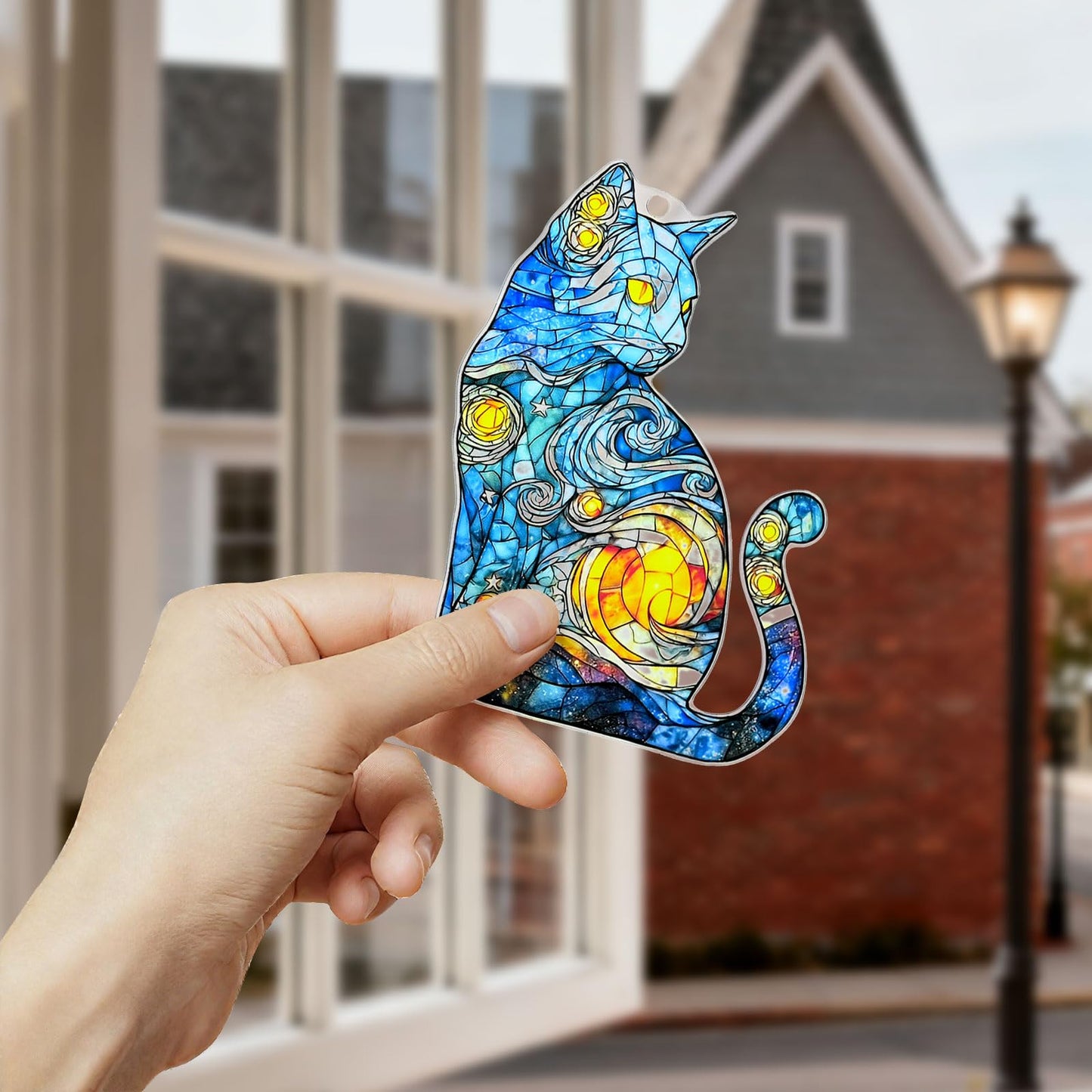 Cat Ornament Acrylic Suncatcher Window Hanging Wall Decor for Indoor Outdoor Doors Home