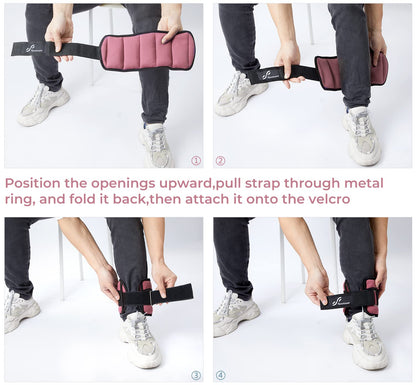 Sportneer Adjustable Ankle Weights Set - 1 Pair (2-10 lbs) Removable Sandbags for Women & Men, Comfortable Neoprene Leg Weights for Walking, Running, Pilates, Yoga, Home Workout & Physical Therapy, Rosy Melon, 5 lbs x 2)