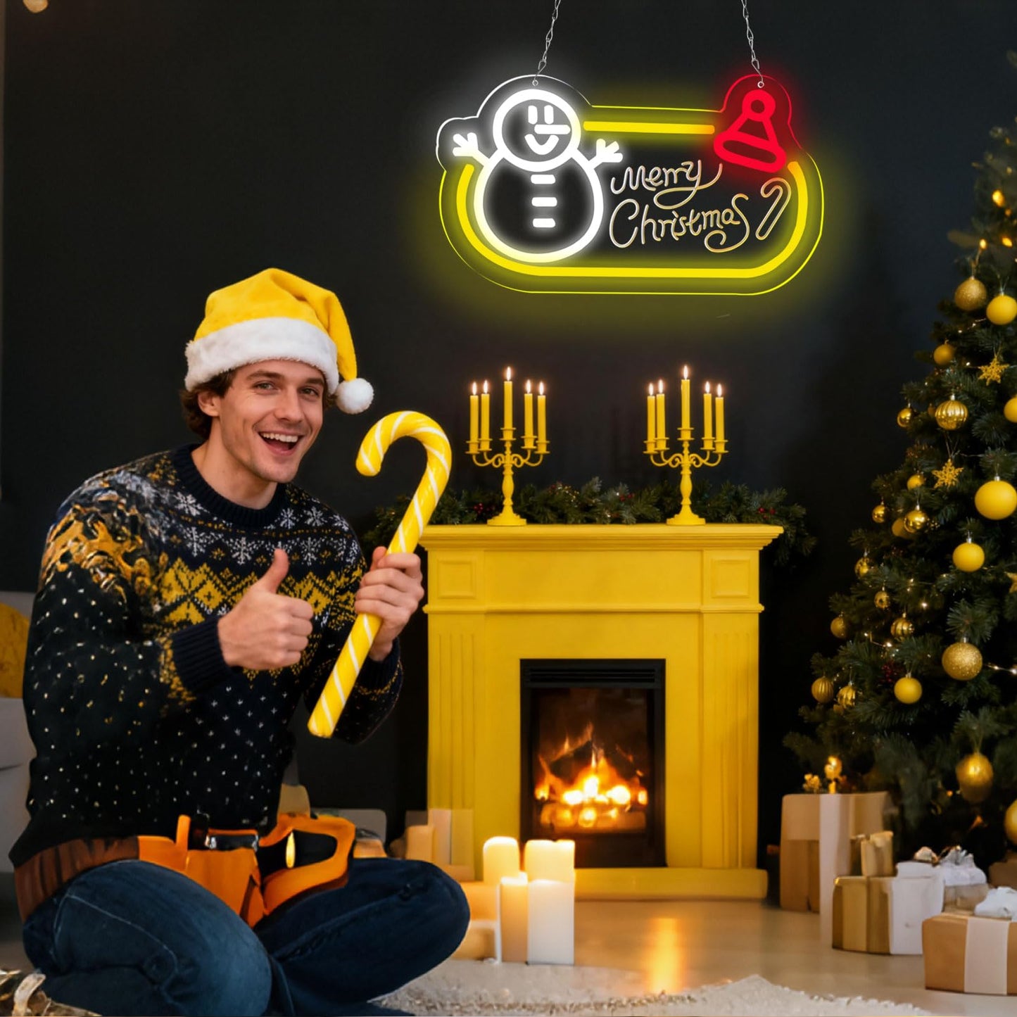 WittyRhE Merry Christmas Neon Sign Christmas Neon Light Wall Decor for Kids Bedroom Living Room Home Window Holiday Party Bar Gift Art for Boys Girls Family-15.75 x 9.13 IN-USB Powered-Acrylic