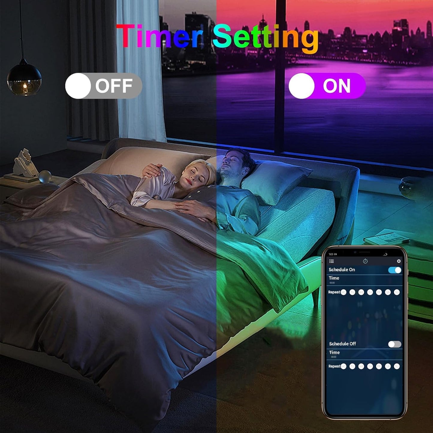 Honche Smart LED Fairy String Light USB 10M/33FT Rainbow Light Waterproof Remote/app Control Outdoor Indoor Rope Lights DIY Color Changing Christmas -mas String Light for Bedroom Garden Cafe
