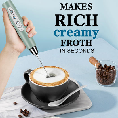 Milk Frother Handheld for Coffee, Electric Whisk 3 Speed Adjustable, Drink Mixer with Stainless 3 Whisks, Rechargeable Hand Frother Wand, Foam Maker for Latte Cappuccino Matcha Egg Silver