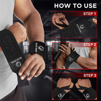 TECEUM Fit Weightlifting Wrist Wraps with Thumb Loop – Black – Beast Mode – 18 inch – Heavy-Duty Workout Wrist Support & Protection – Ideal for Powerlifting, Strength Training, Bodybuilding