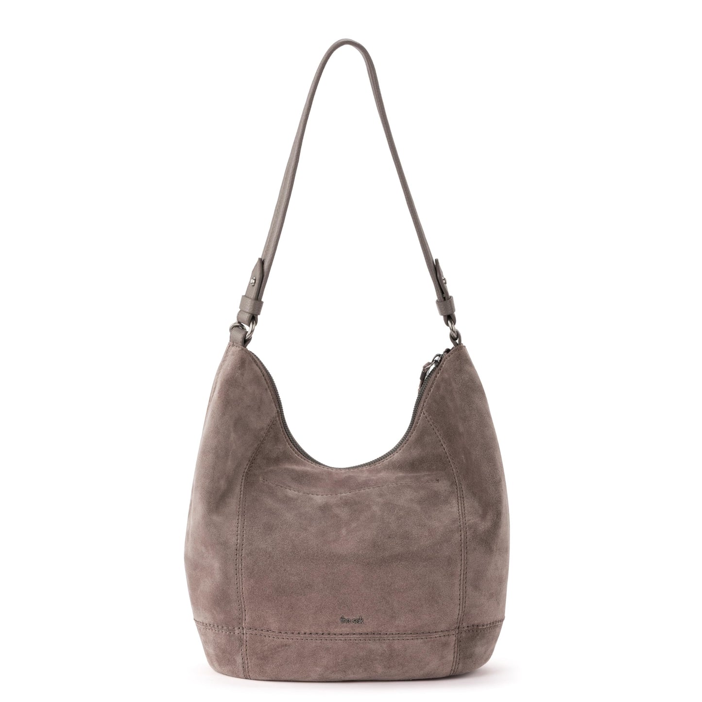 The Sak Sequoia Hobo Bag in Leather, Single Shoulder Strap, Mushroom Suede