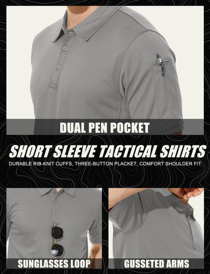 MAGCOMSEN Work Shirts for Men Golf Shirts Fishing Shirts Casual Shirts Quick Dry Shirts Golf Polo Shirts Light Grey S