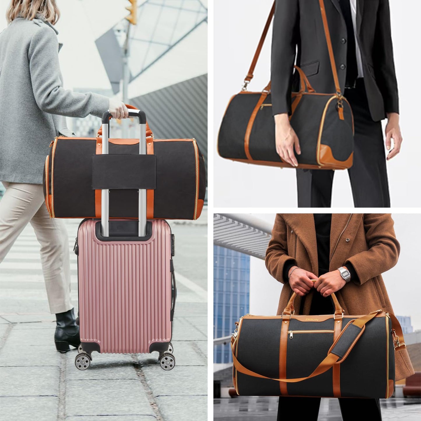 Garment Bag for Travel, Convertible Carry-On Duffel with Shoe Compartment, Waterproof & Wrinkle-Free Suit Carrier for Business Trips & Weekend Getaways, Foldable & Lightweight