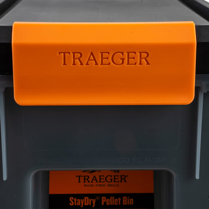 Traeger Grills BAC637 Stay Dry Pellet Storage Bin with Locking Lid, 22lb Capacity Wood Pellet Container with Flavor Stickers, Stackable Design, Airtight Storage for Grill Pellets