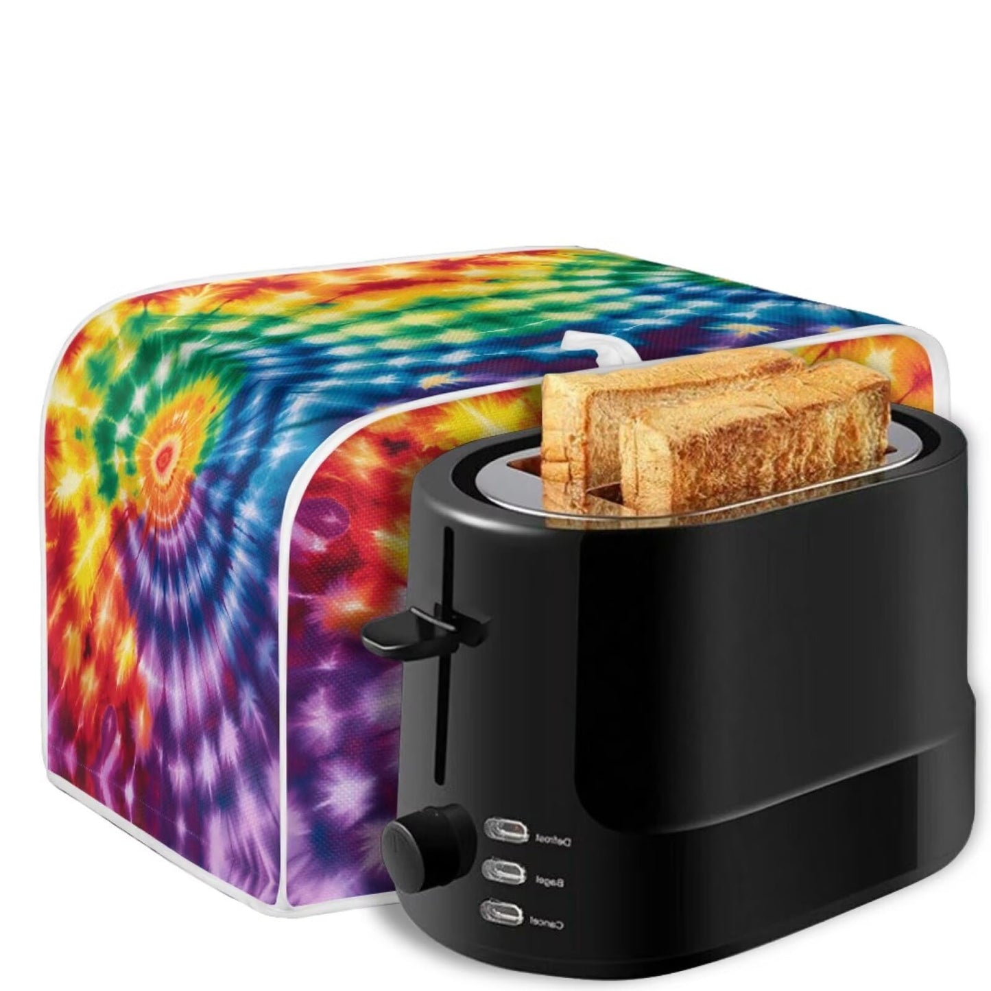 ASQVTIFE 4 Slice Toaster Covers for Kitchen Rainbow Tie Dye Dust Covers for Kitchen Appliances Bread Machine Oven Dust Cover Top Handle Design Greasy Protection Anti Sputtering