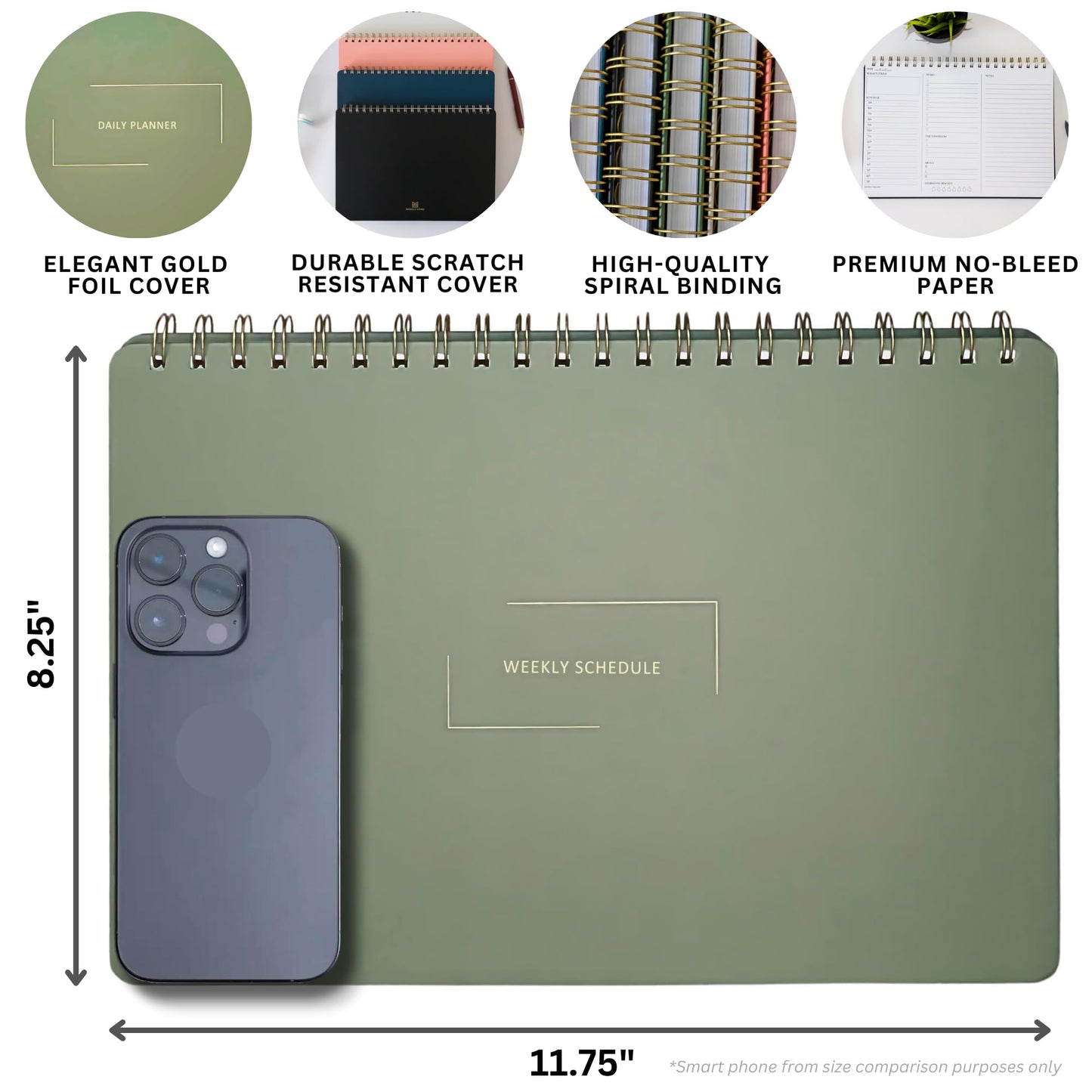 Merely Home Undated Weekly Business Planner | 8.25” x 11.75” ADHD Organizer | Premium Multi-Layout Schedule | Navy | Landscape Layout